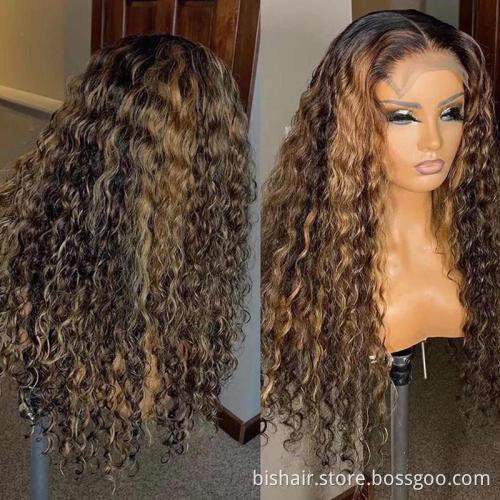 Wholesale Highlight Bundles Deep Wave Brazilian Hair Weave Ombre Bundles Remy P4-27 Brown Deep Curly Hair Remy Pre Plucked Women